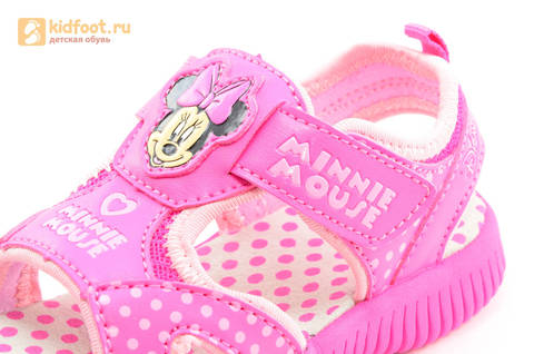 Босоножки Минни Маус (Minnie Mouse) на липучке для девочек, цвет розовый белый. Изображение 11 из 13.