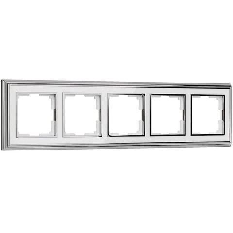 Рамка на 5 постов. Цвет Хром/белый. Werkel(Веркель). Palacio. a037696 / WL17-Frame-05