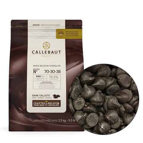 Горький черный бельгийский шоколад 70,4% Callebaut, 2,5 кг