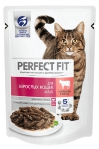 Perfect Fit Adult пауч для взрослых кошек (с говядиной) 85 г