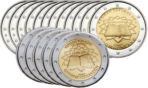 2 евро 2007г. 50 лет Римскому договору. Набор 17 монет