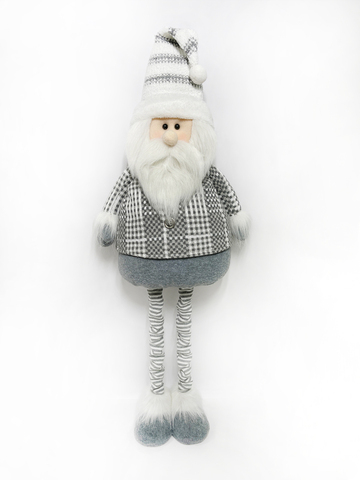 Гном на высоких ногах в колпачке 50-91см ChristmasDeLuxe серый