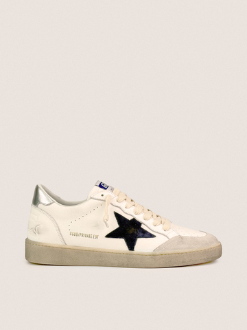 Men's Ball Star in white nappa with navy star and heel tab