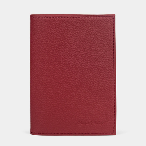 Обложка для паспорта из натуральной кожи теленка, вишневого цвета