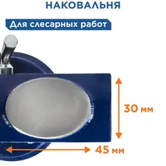 Тиски слесарные поворотные КОБАЛЬТ настольные, ширина губок 50 мм, захват 60 мм, 2.2 кг, наковальня, коробка (246-029)