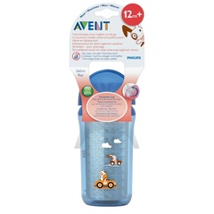 Термочашка с трубочкой 260 мл, 1 шт., голубая, розовая (В ассортименте)