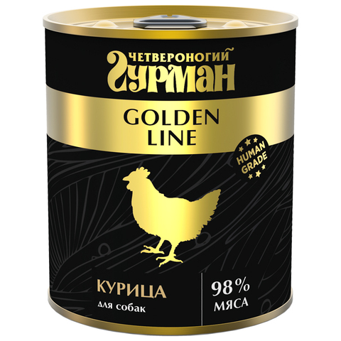 Влажный корм Четвероногий Гурман Golden line, курица в желе, для взрослых собак, 340 г.
