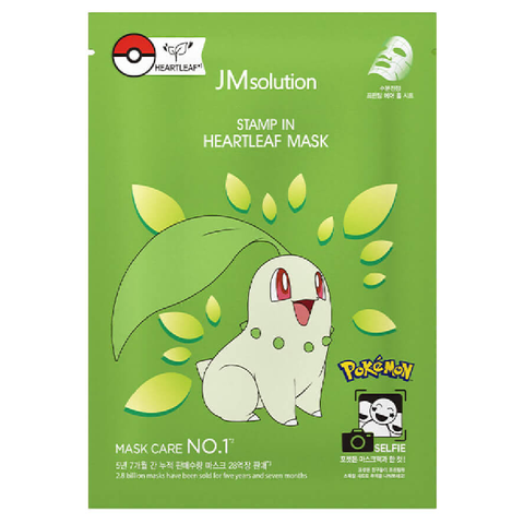 Тканевая маска для лица с хауттюйнией Чикорита JM Solution POKEMON Stamp in Heartleaf Mask, 30 мл