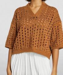 Марафон по вязанию джемпера Max Mara с V-вырезом свободного силуэта спицами "Cinnamon"