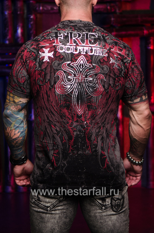 Xtreme Couture | Футболка мужская BOLD CIPHER X1909I от Affliction спина на модели