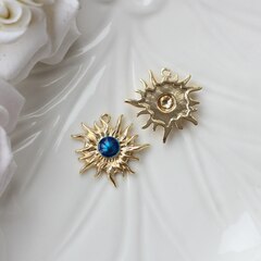 Подвеска Солнце с эмалью, синий, 22*23 мм, позолота, П1029