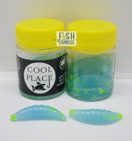 Форелевая силиконовая приманка COOL PLACE MAGGOT 1.6  цвет ГОЛУБОЙ (ЖЁЛТАЯ КРОШКА) СЫР