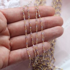Цепочка с сиреневыми цирконами, 2 мм, позолота, 40 см, А616-1 (40см)