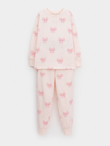 пижама  для девочки  К 1587/розовый,большие бантики