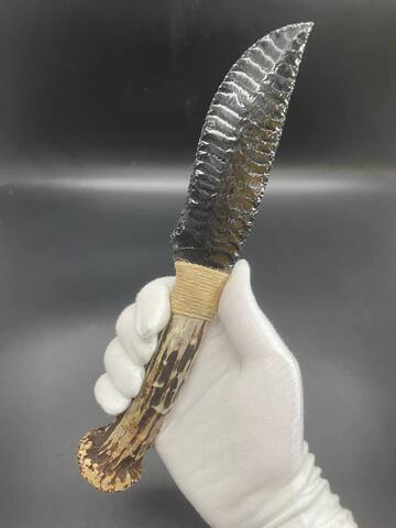 Нож обсидиановый с рукоятью из рога косули 24 см