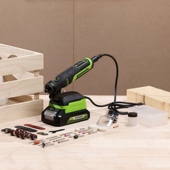 Гравер Greenworks G24RT 24V с базой и оснасткой (52 шт) аккумуляторный, без АКБ и ЗУ