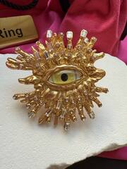 Кольцо Глаз/EYE blue/yellow с кристаллами в стиле Schiaparelli