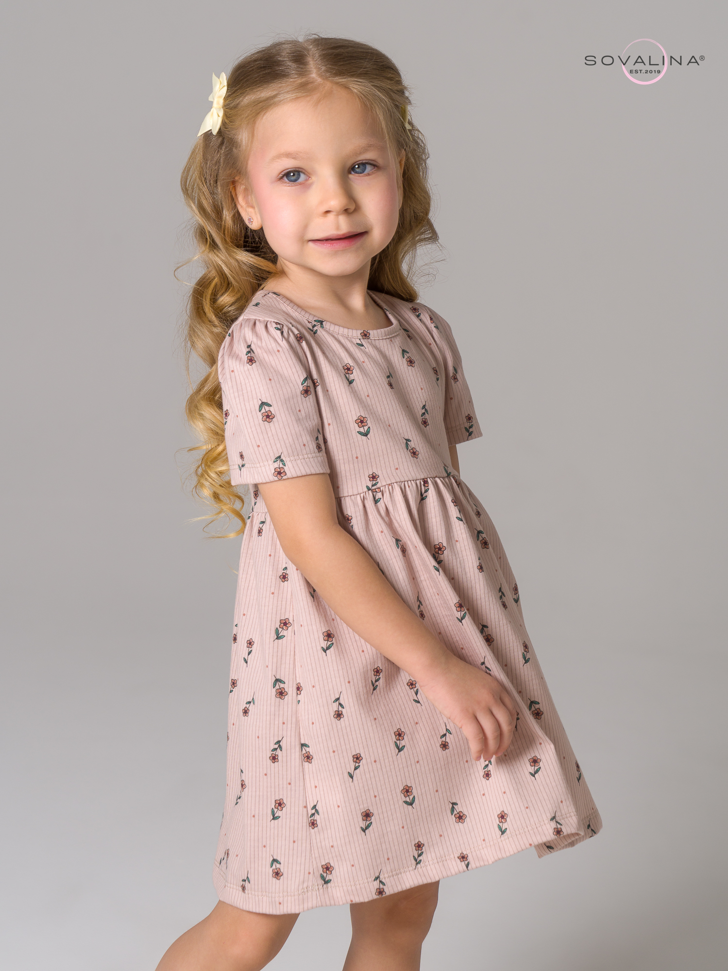 Платье Аленка к/р SG полосатые цветочки