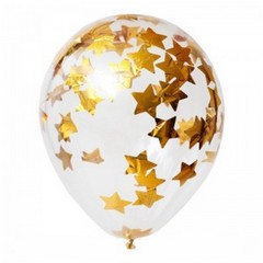 Латексный воздушный шар, с конфетти золотые звезды