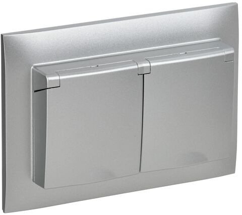 SKANDY Роз. 2-я с кр. 16А в сб IP44 SK-R12S сереб. IEK