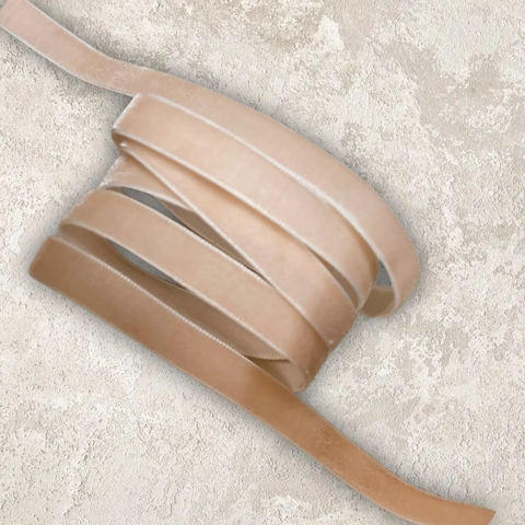 Лента бархатная, 1см , цвет персиковый (1м)