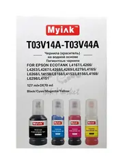 Чернила MyInk для Epson Ecotank L4167, L4266, L4263, L4267, L4268, L4269, L6279, L4165, L6268, L14158, L6168, L4153, L4156, L4169, L6298, L4151 (101/102) пигментные black 1x127мл - водные color 3x70 мл, KeyLock, комплект 4 цвета