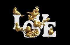Силиконовый молд № 489 LOVE ( с птицами)