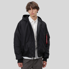 Бомбер Alpha Industries Logo L-2B Hooded Hunter Black (Черный)