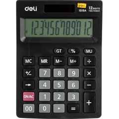 Калькулятор настольный КОМП. Deli E1519A, 12-р, дв.пит., 140x102мм, черный