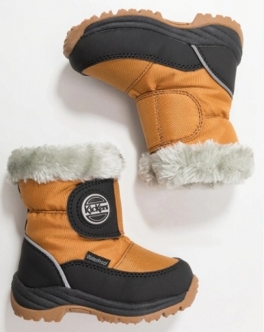Зимние ботинки KicKers Low boots Black camel 744630 82