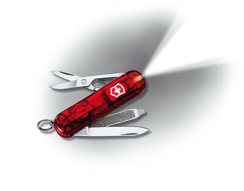 Нож-брелок Victorinox SwissLite, 58 mm, 8 функций, Translucent Red (0.6228.T)
