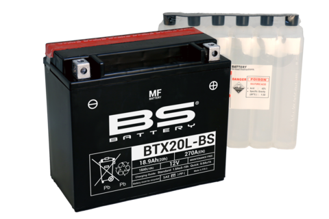BTX20L-BS Аккумулятор BS AGM, 12В, 18 Ач  175x87x155, обратная ( -/+ ), (YTX20L-BS)