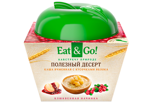 Каша ячменная с кусочками яблока Eat&Go!, 225г
