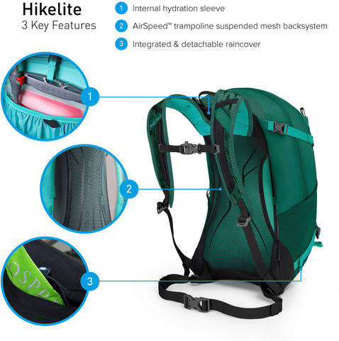 Картинка рюкзак туристический Osprey HIkelite 26 Aloe Green - 3