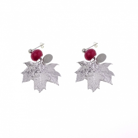 Серьги листья Ester Bijoux Канадский Клён OR756-S BW