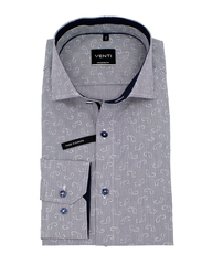 Рубашка Venti Modern Fit 103371300-100 серая в полоску и «турецкие огурцы»
