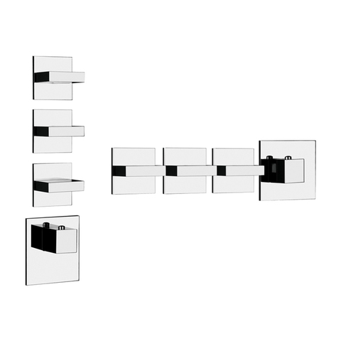 Gessi Rettangolo Встраиваемый термостат, подключение на 3/4”, с 3мя независимыми выходами(внешние части), цвет: хром 43216#031