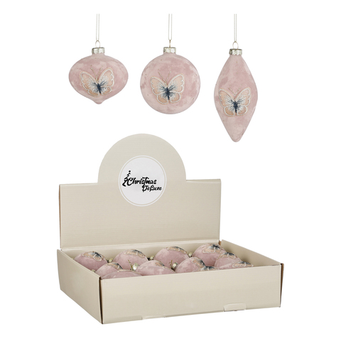 Набор елочных игрушек 8см 12шт ChristmasDeLuxe розовый