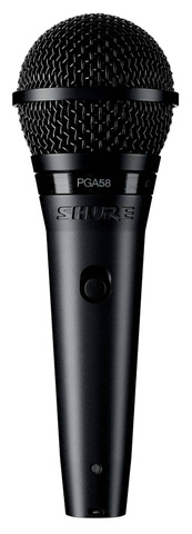 SHURE PGA58BTS кардиоидный вокальный микрофон c выключателем, с кабелем XLR -XLR и микрофонной стойкой
