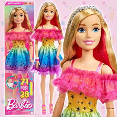 Кукла Барби 71 см с сумочкой и в радужном платье, блондинка