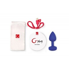 Маленькая дизайнерская анальная пробка с вибрацией Gvibe Gplug 8 см (ex. Fun Toys) ярко-синий