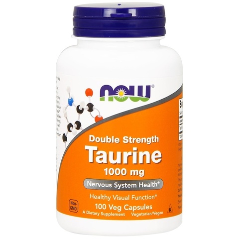 Now Foods, Таурин, двойной концентрации, 1000 мг, 100 растительных капсул