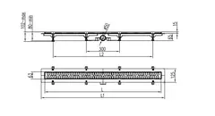 Трап линейный для пола, боковой слив MCH CH1050/50H1