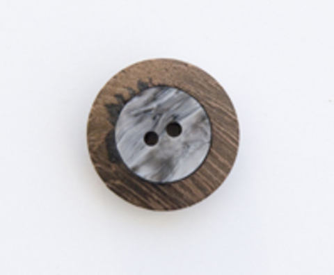 Пуговица деревянная с перламутровой инкрустацией серого цвета, круглая, 22 мм