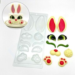 Пластиковая форма для шоколада Заяц / Глазки, ушки, лапки, хвост