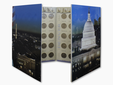 Заполненный альбом 100 монет 25 центов  Штаты США + Парки США 1999-2008г