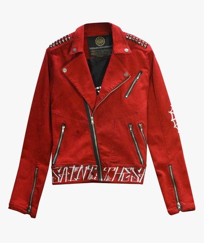 The Saints Sinphony | Куртка джинсовая мужская J069 GRIM REAPER BIKER JACKET RED TSJ069 перед