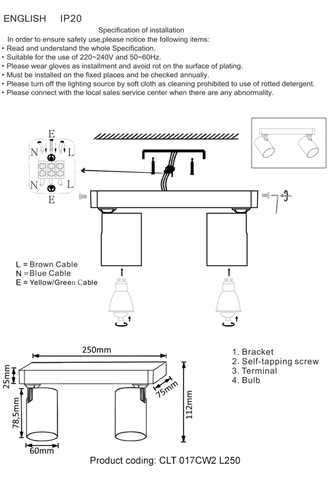 Потолочный светильник Crystal Lux CLT 017CW2 L250 WH