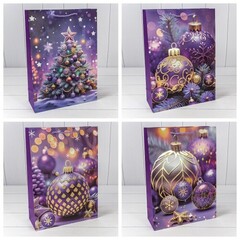 
          Пакет подарочный 30 х 41.5 х 12 см Набор 4 шт "Новый год" (Фиолетовый)