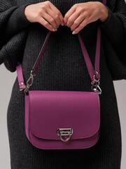 Сумка кожаная на плечо кросс-боди фиолетовый флокс